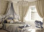 Шторы и текстиль для светлой классической спальни