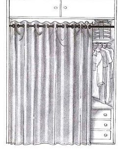 шторы на люверсах, заменяющие двери шкафа
